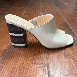 Cole Haan Cream Mules with Snakeskin Heel Size 7